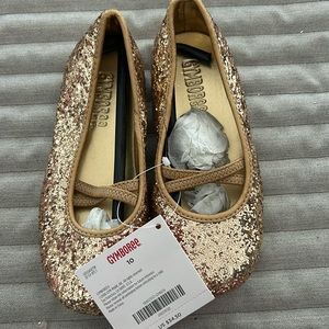 NWT Gymboree Royal Garden line gold glitter ballet flat size 10